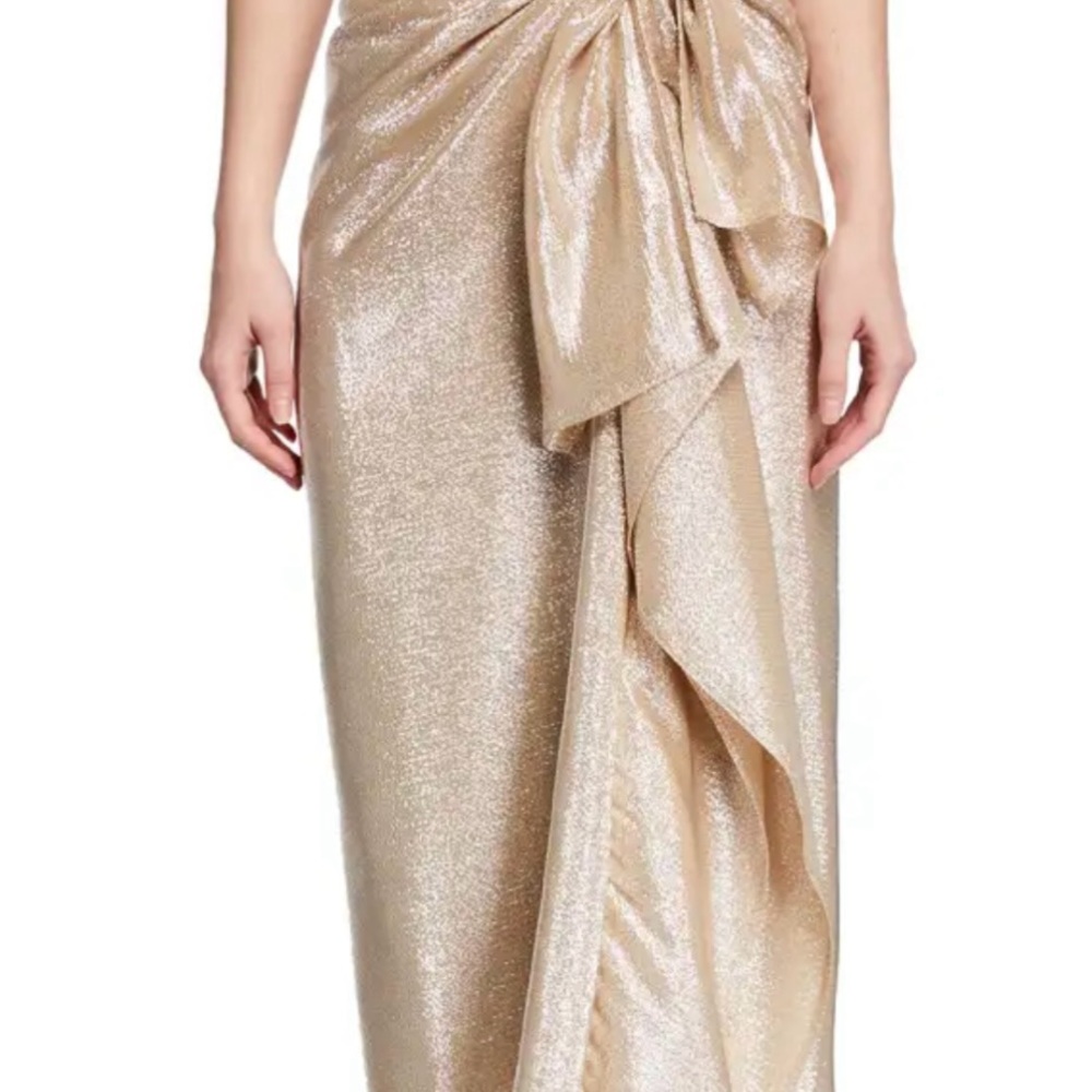 Tory Burch Metallic Gold Midi Skirt